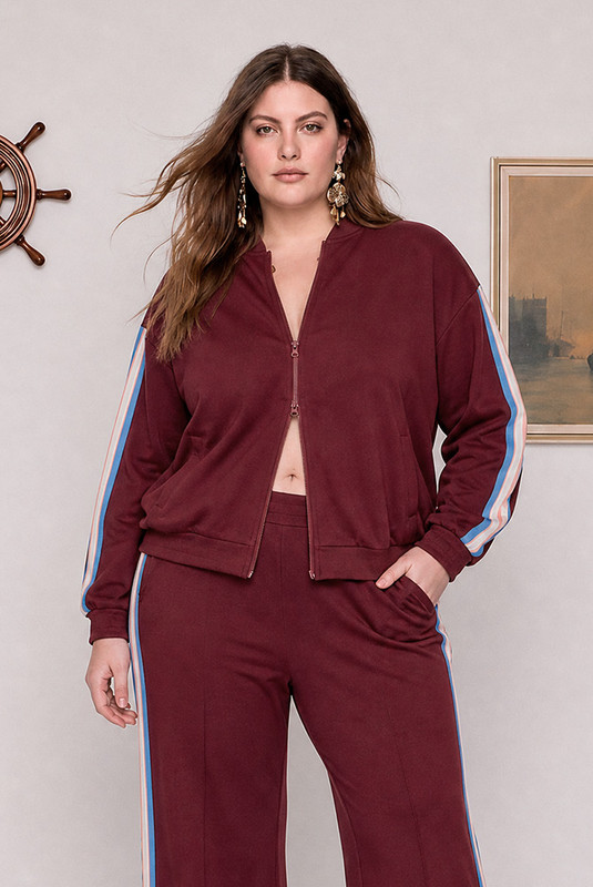 Zipper Track Bomber in Burgundy