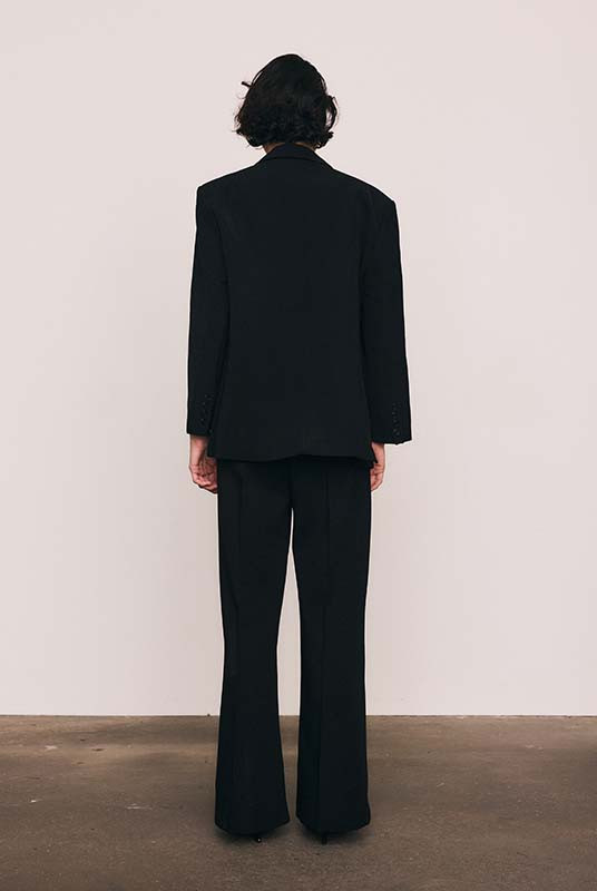 Pintuck Ponte Pant in Black