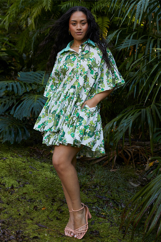 The long Australian Summer influences Bohemian Traders' breezy, oversized designs. This 'Genoa' mini dress is cut from lightweight cotton poplin, in playful floral and has asymmetrical ruffles along the hem that effortlessly drape over your frame. Team yours with sandals and a basket bag or over jeans as the weather cools.