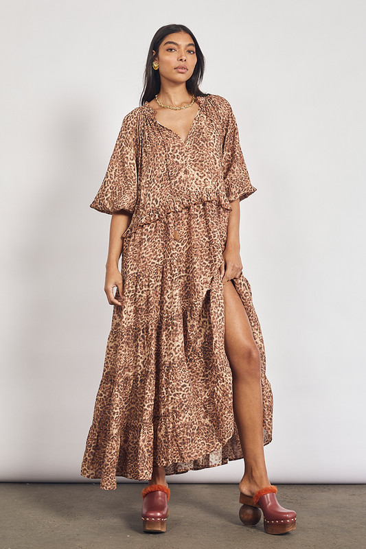 Nothing says effortlessly bold quite like leopard print. Made from 100% cotton, this best-selling dress features leopard spots with a relaxed fit through the body, before falling to a floaty, tiered hem.