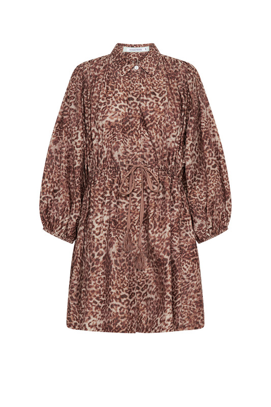 YUNSE ♥ Leopard Mini Dress /追跡付 Leopard Print Tie Mini Dress