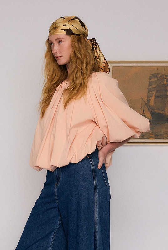 Pirate Puff Blouse in Peach