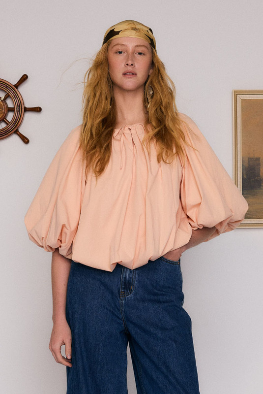 Pirate Puff Blouse in Peach