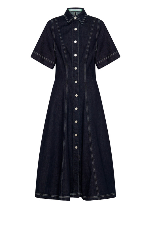 Indigo Slim Fit Shirt Dress in Indigo Wash
