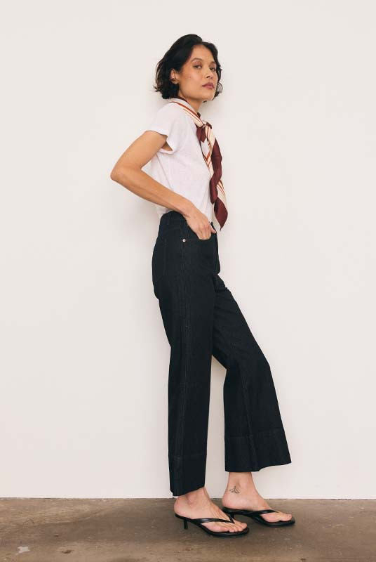 Indigo Crop Flare Jean in Indigo Wash