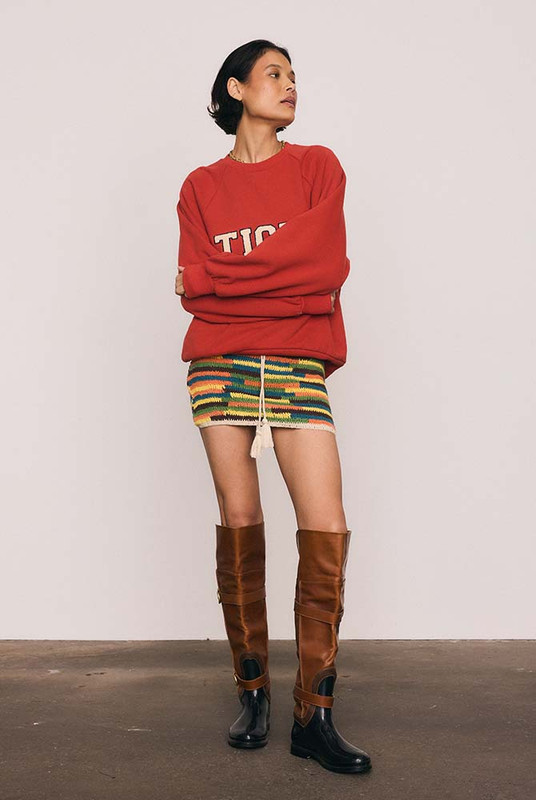 Stripe Crochet Mini Skirt in Multi