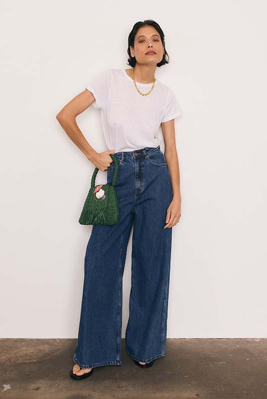 DENIM HIGH WAIST JEAN IN MID BLUE