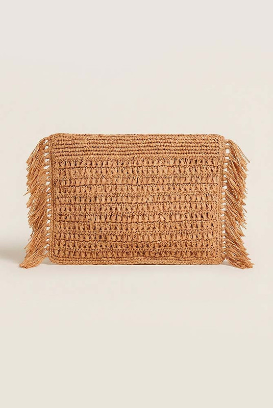 OVERSIZED CROCHET CLUTCH IN SAND