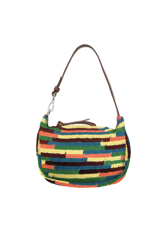 Fresh, fun, and handmade - this cotton crochet mini bag with leather accents brings artisanal charm and effortless style to your everyday wardrobe.