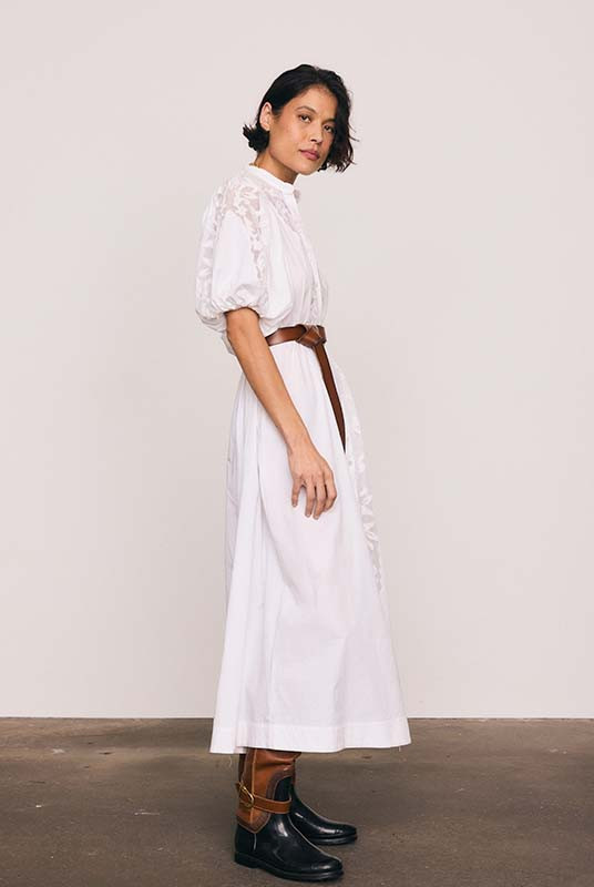 Applique Shirt Dress in White