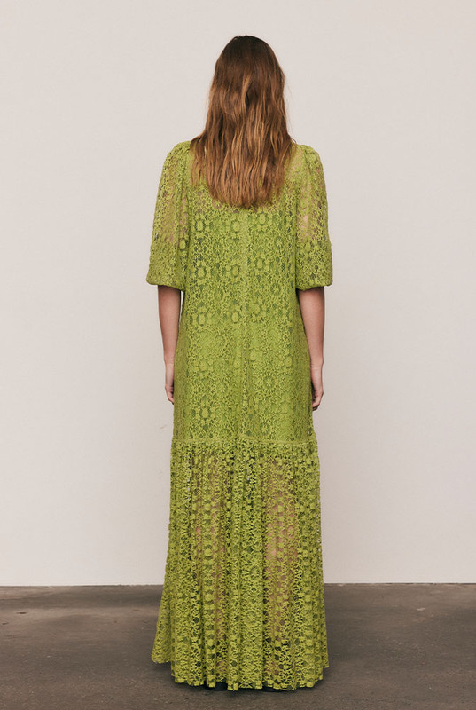 Elegant and enduring, the Ellie Lace Dress is crafted from a lightweight cotton-blend lace in radiant Citron, with a removable cotton slip for easy layering. Designed for a relaxed, graceful fit with voluminous sleeves and subtle texture, it embodies effortless bohemian refinement.