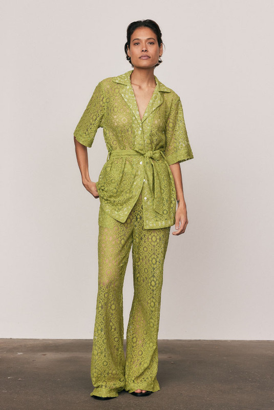 Effortlessly refined, the Ellie Lace Pant is crafted from a soft cotton-blend lace in radiant Citron. Featuring a flattering high-rise waist and wide-leg silhouette, it delivers ease and sophistication in equal measure. Style with the matching Ellie Lace Shirt for a coordinated set that’s timeless, textural, and available in our inclusive sizing from 6–22.