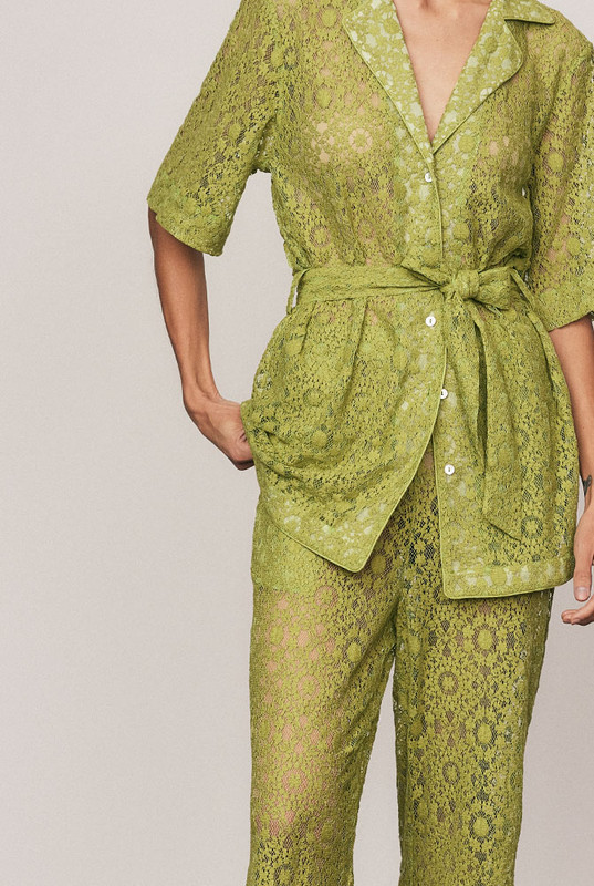 Effortlessly refined, the Ellie Lace Pant is crafted from a soft cotton-blend lace in radiant Citron. Featuring a flattering high-rise waist and wide-leg silhouette, it delivers ease and sophistication in equal measure. Style with the matching Ellie Lace Shirt for a coordinated set that’s timeless, textural, and available in our inclusive sizing from 6–22.