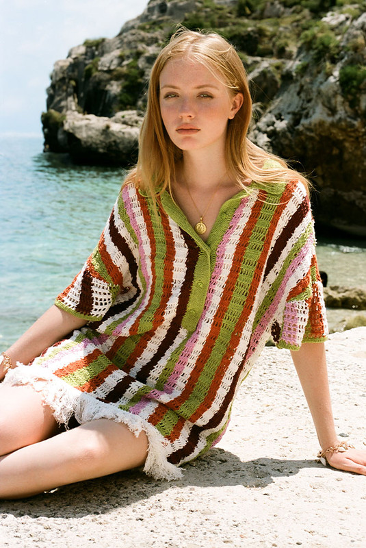 Lovingly hand-crafted from premium cotton, the Maggie Crochet Mini Dress is an heirloom-quality piece celebrating artisanal skill and timeless design. Featuring a vibrant multi-coloured stripe, short sleeves and a fringe hem, its slightly loose fit offers effortless movement and refined ease. A modern keepsake — designed to be worn, loved, and passed on.