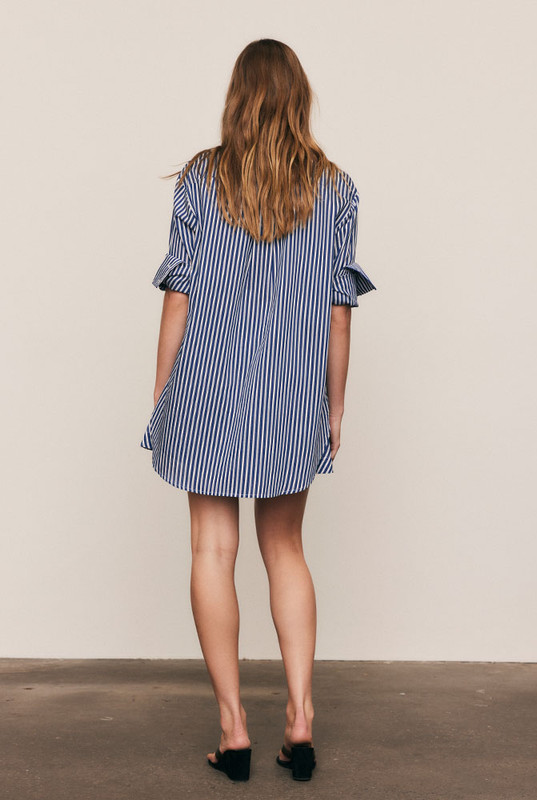 Relaxed and refined, the Stripe Wide Leg Short is crafted from a soft Rayon–Tencel shirting blend in a crisp stripe. Designed with an elasticated waist and fluid wide-leg silhouette, it moves beautifully for effortless summer ease. Pair with the matching Stripe Classic Shirt for a modern, co-ordinated take on everyday dressing.