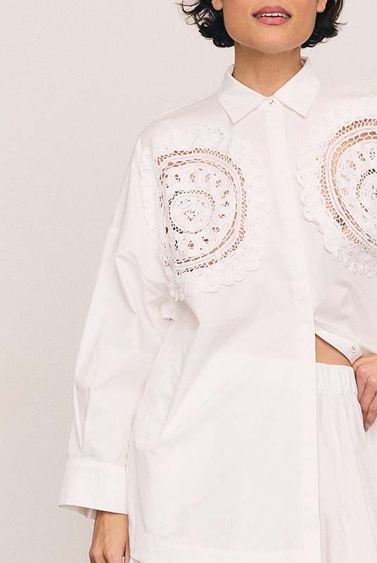 Crochet Oversized Shirt in White
