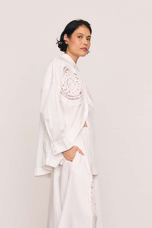 Crochet Oversized Shirt in White
