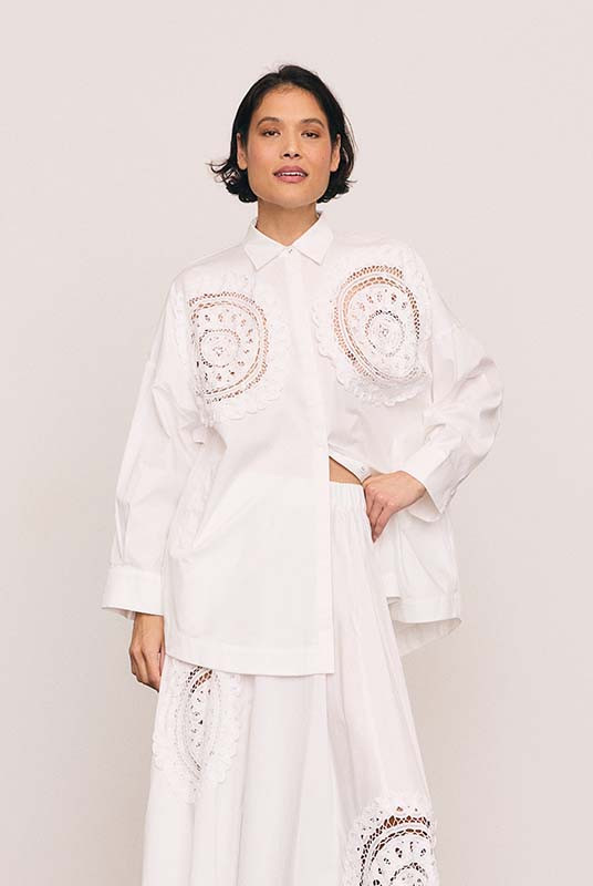 Crochet Oversized Shirt in White