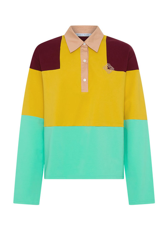 A laid-back take on classic prep, the Rugby LS Jersey Top is made for effortless everyday dressing. Cut from soft, spliced interlock fabric with comfortable stretch, it features a bold contrast collar, wide long sleeves, and a relaxed silhouette that feels intentionally oversized.