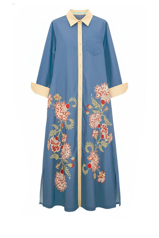 Paisley Shirt Dress in Royal Blue