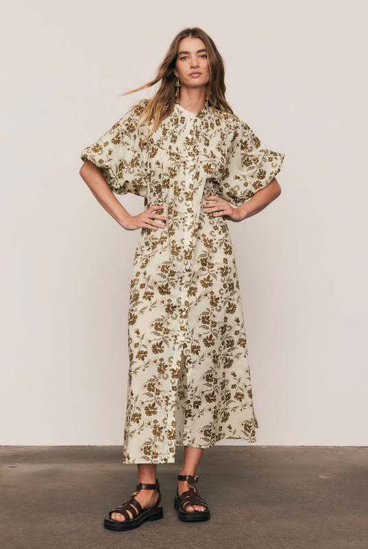 Archer Smock Midi Dress in Olive