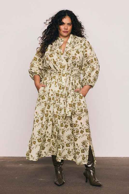 Archer Smock Midi Dress in Olive