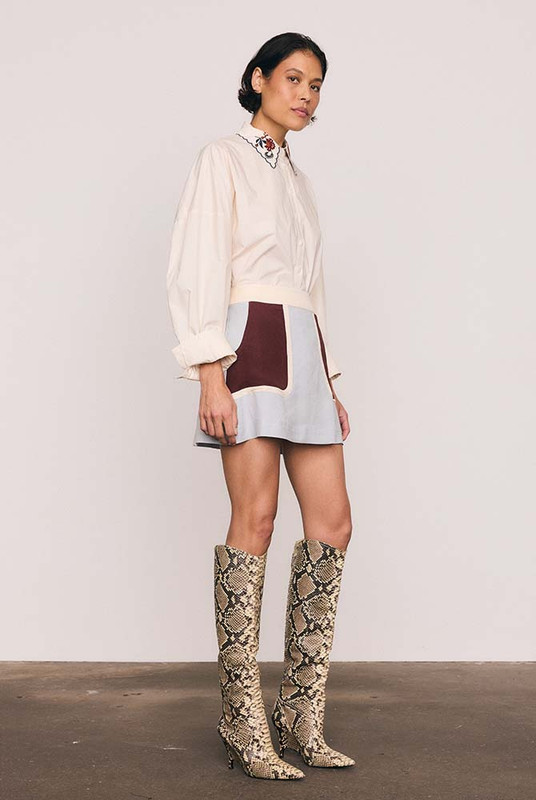 Block Shift Mini Skirt in Spliced