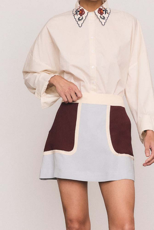 Block Shift Mini Skirt in Spliced