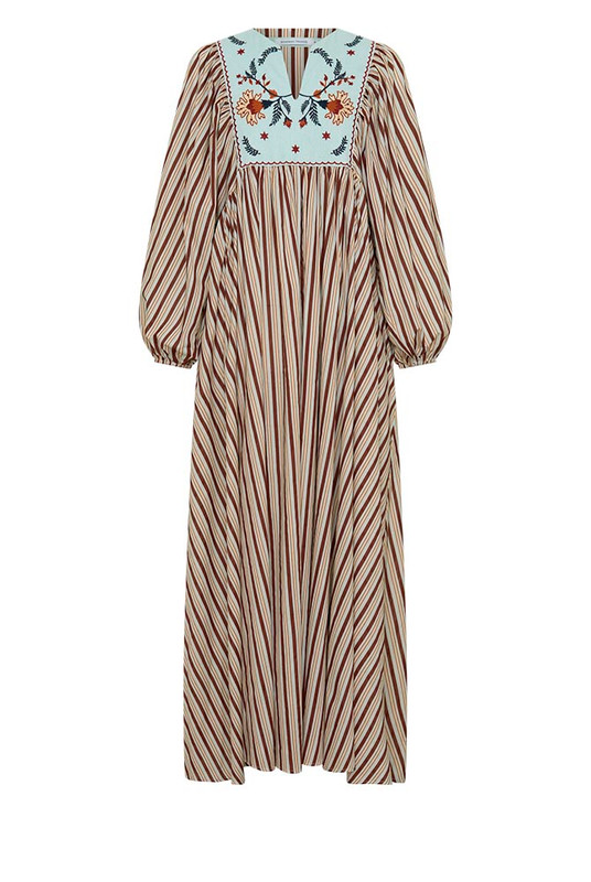 Scallop Embroidery Bib Maxi Dress │ Soft Cotton Voile with