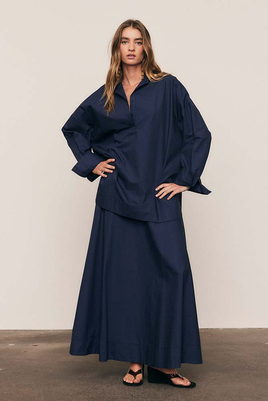 Circle Midi Skirt in Navy