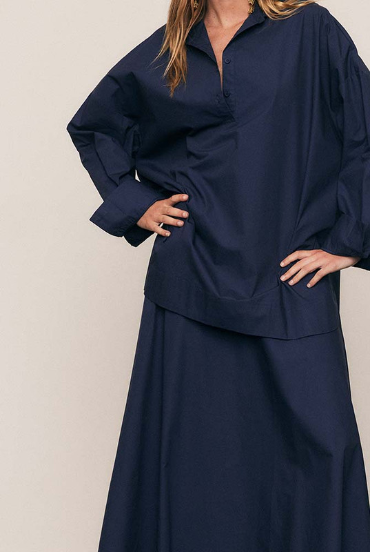 Circle Midi Skirt in Navy