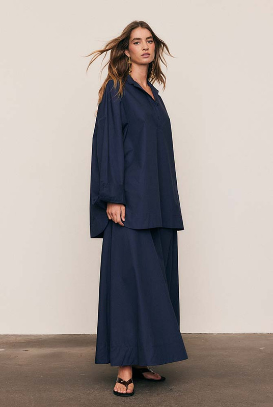 Circle Midi Skirt in Navy