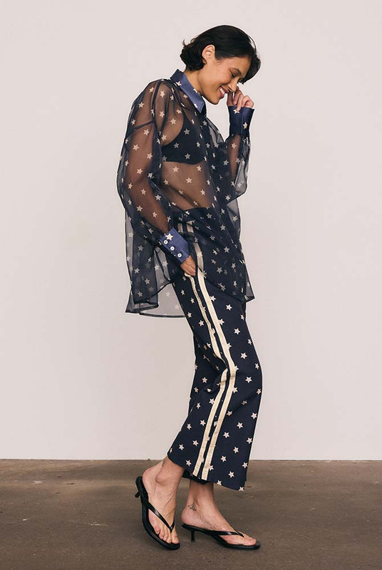 Crop Star Linen Pant in Navy
