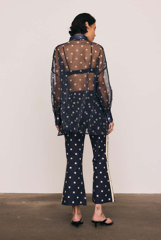 Crop Star Linen Pant in Navy