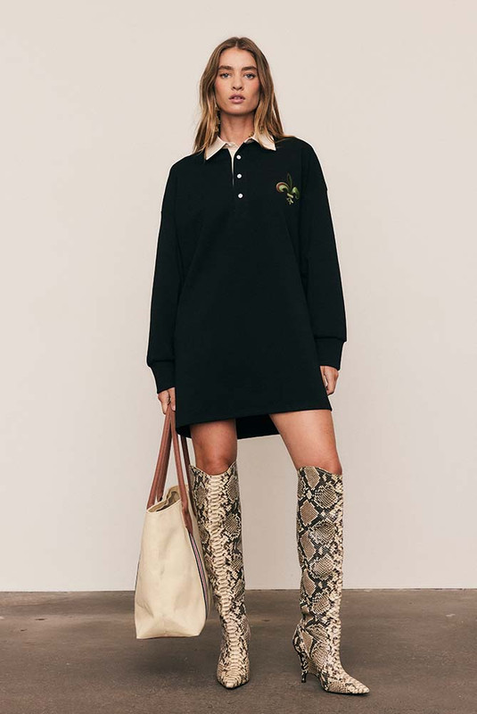 Rugby Jersey Dress in Black