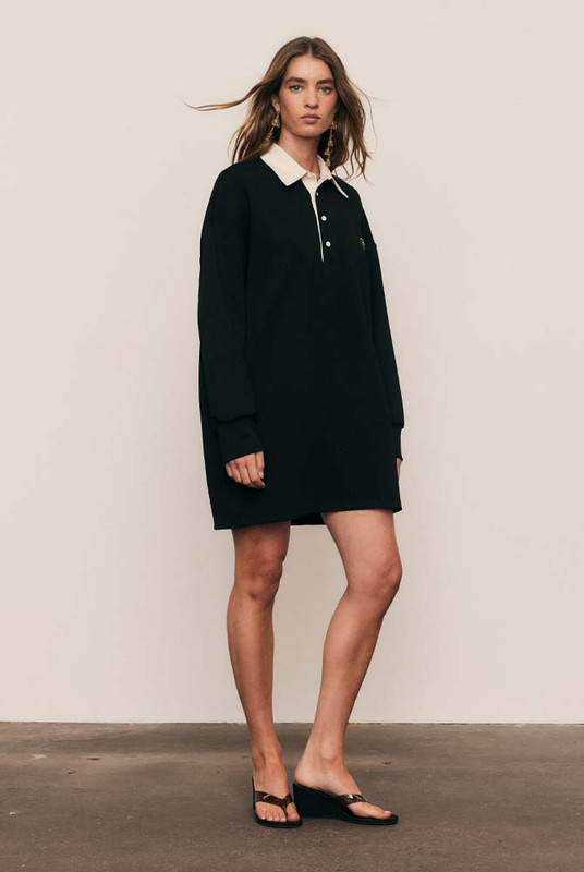 Rugby Jersey Dress in Black