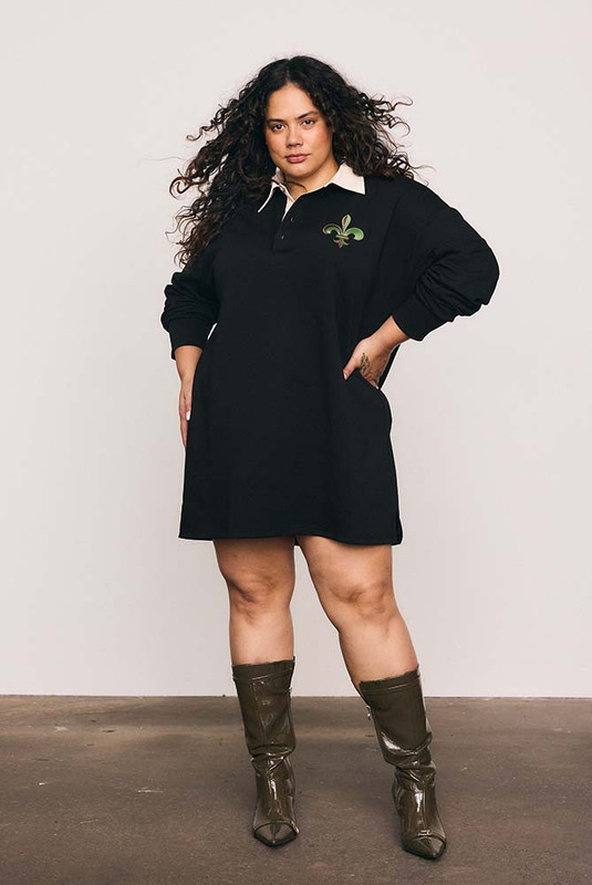 Rugby Jersey Dress in Black