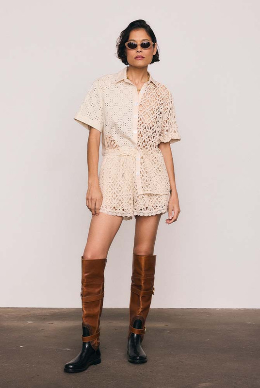 Crochet Spliced Short in Ecru