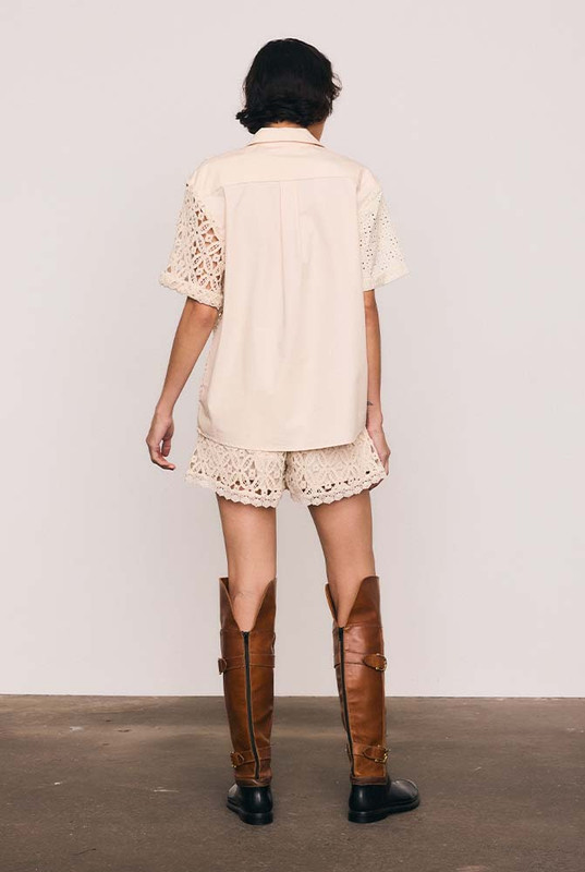 Crochet Spliced Short in Ecru