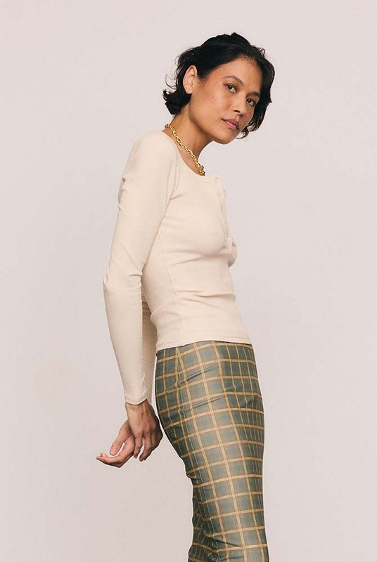 Rib Long Sleeve Basic in Cream