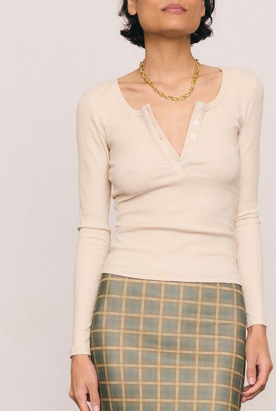 Rib Long Sleeve Basic in Cream