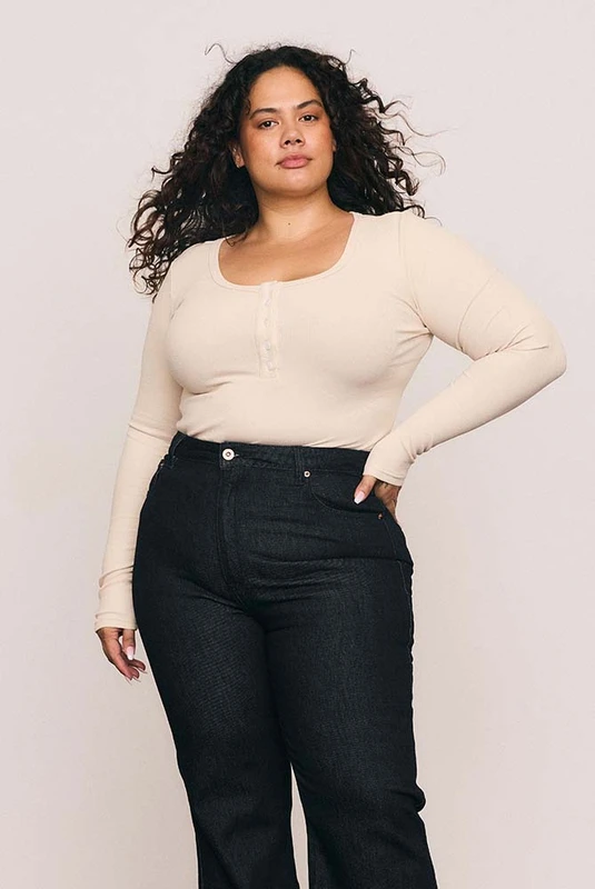 Rib Long Sleeve Basic in Cream
