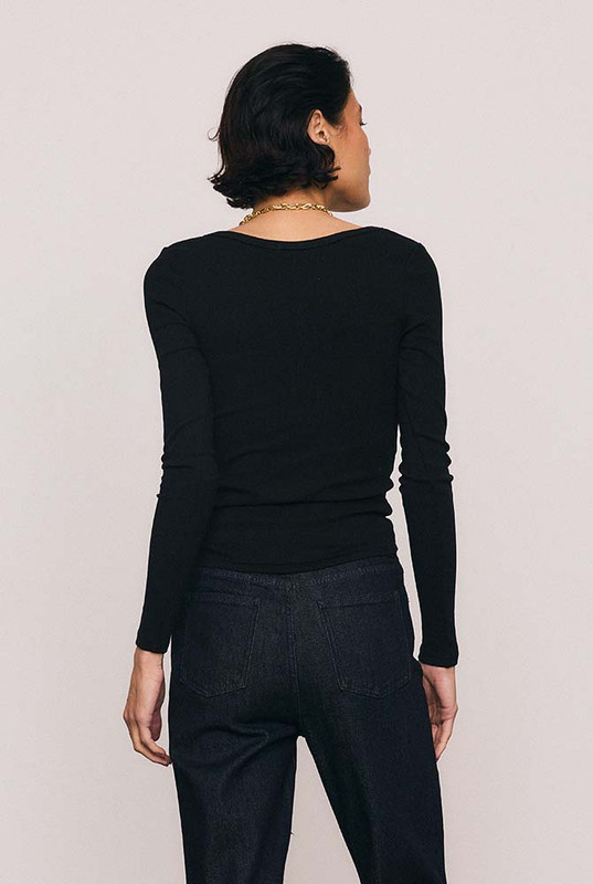 Rib Long Sleeve Basic in Black