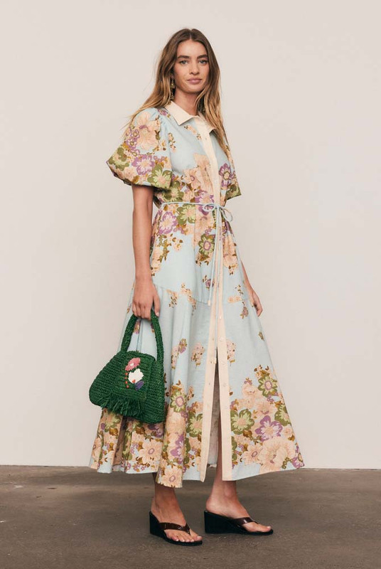 Alma Midi Shirt Dress in Blue