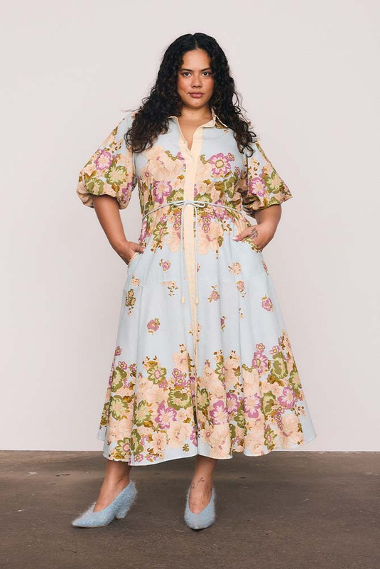 Alma Midi Shirt Dress in Blue