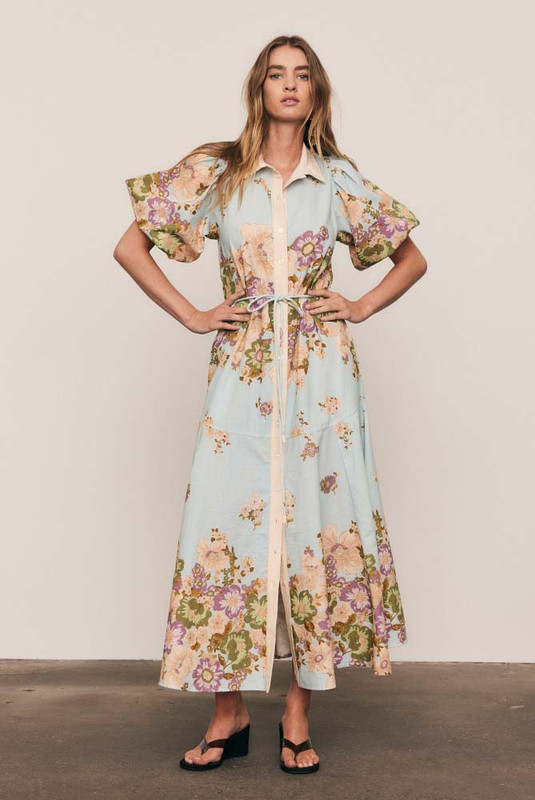 Alma Midi Shirt Dress in Blue