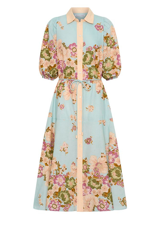 Alma Midi Shirt Dress in Blue