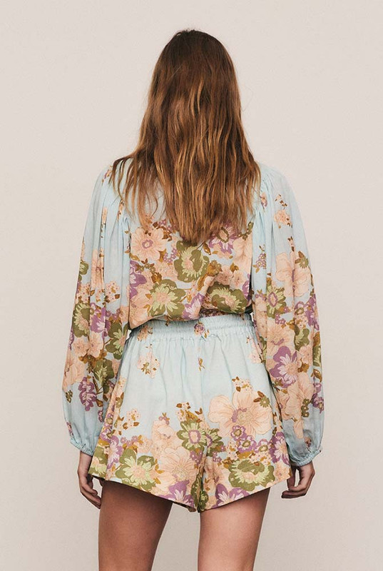 Alma Puff Sleeve Blouse in Blue