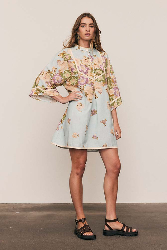 Alma Shift Mini Dress in Blue