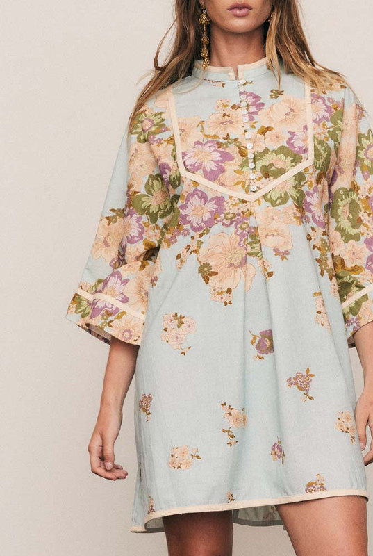 Alma Shift Mini Dress in Blue